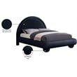 Bowery Hill Contemporary Navy Durable Velvet Queen Bed with Ball Shaped Legs
