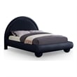 Bowery Hill Contemporary Navy Durable Velvet Queen Bed with Ball Shaped Legs