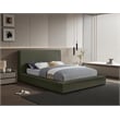 Bowery Hill Contemporary Green Velvet Queen Fully Slatted Bed