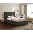 Bowery Hill Contemporary Green Velvet Twin Fully Slatted Bed