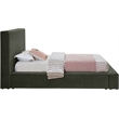 Bowery Hill Contemporary Green Velvet Twin Fully Slatted Bed
