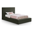 Bowery Hill Contemporary Green Velvet Twin Fully Slatted Bed