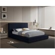 Bowery Hill Contemporary Navy Velvet Queen Fully Slatted Bed