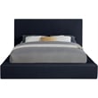 Bowery Hill Contemporary Navy Velvet Queen Fully Slatted Bed
