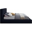 Bowery Hill Contemporary Navy Velvet Queen Fully Slatted Bed