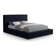 Bowery Hill Contemporary Navy Velvet Queen Fully Slatted Bed