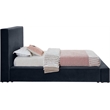 Bowery Hill Contemporary Navy Durable Velvet Twin Fully Slatted Bed