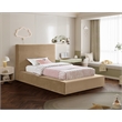 Bowery Hill Contemporary Beige Velvet Twin Fully Slatted Bed