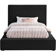 Bowery Hill Contemporary Black Velvet Twin Fully Slatted Bed