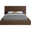 Bowery Hill Contemporary Brown Velvet King Fully Slatted Bed