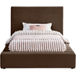 Bowery Hill Contemporary Brown Velvet Twin Fully Slatted Bed