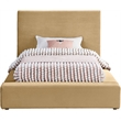 Bowery Hill Contemporary Camel Velvet Twin Fully Slatted Bed
