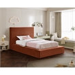 Bowery Hill Contemporary Cognac Velvet Twin Fully Slatted Bed
