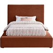 Bowery Hill Contemporary Cognac Velvet Twin Fully Slatted Bed