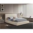 Bowery Hill Contemporary Cream Velvet Full Fully Slatted Bed