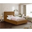 Bowery Hill Contemporary Saddle Velvet Twin Fully Slatted Bed