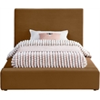 Bowery Hill Contemporary Saddle Velvet Twin Fully Slatted Bed