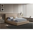 Bowery Hill Contemporary Taupe Velvet Queen Fully Slatted Bed