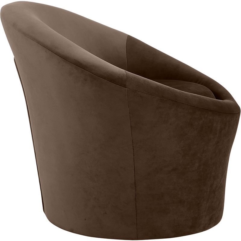 Bowery Hill Contemporary Solid Wood Frame Brown Durable Velvet Accent Chair