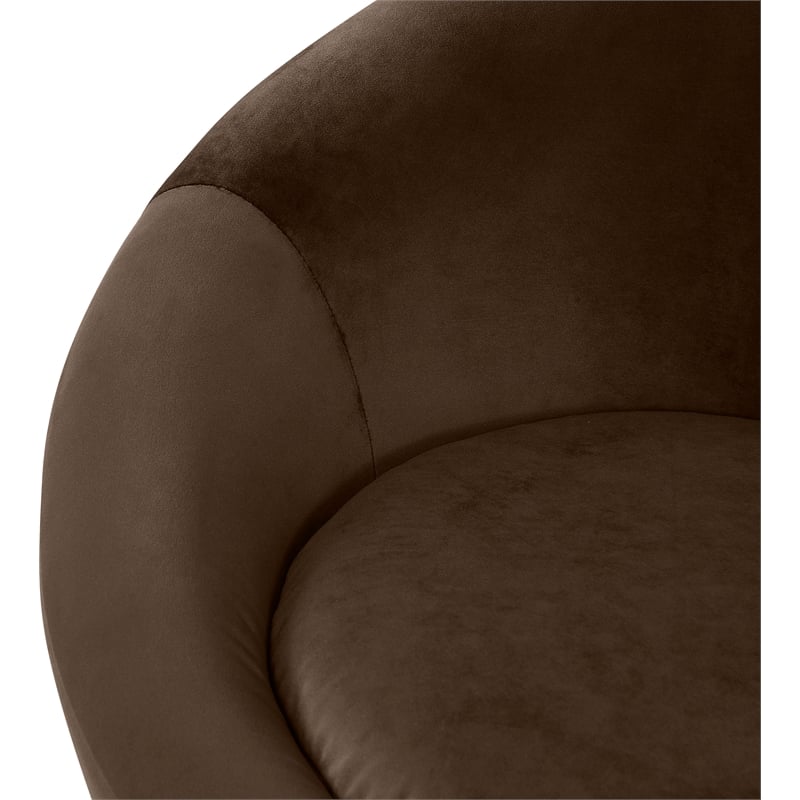 Bowery Hill Contemporary Solid Wood Frame Brown Durable Velvet Accent Chair