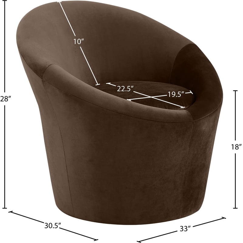 Bowery Hill Contemporary Solid Wood Frame Brown Durable Velvet Accent Chair