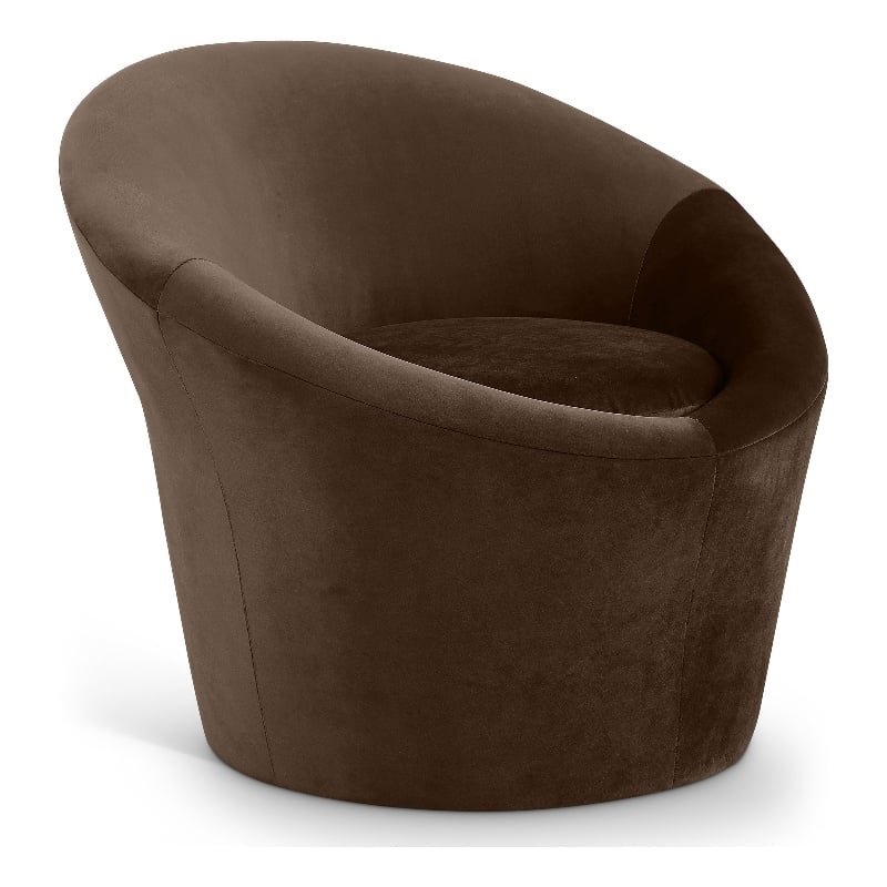 Bowery Hill Contemporary Solid Wood Frame Brown Durable Velvet Accent Chair