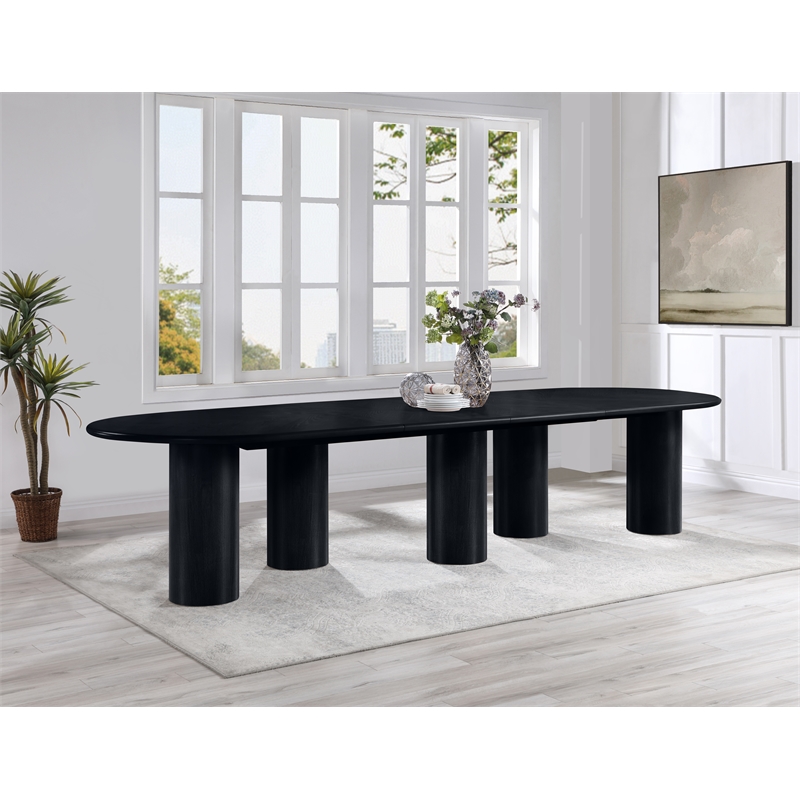 Bowery Hill Contemporary Black Wood and Oak Veneer Dining Table