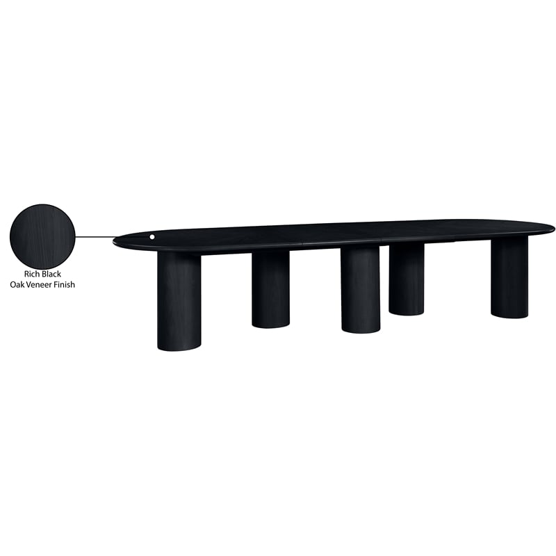 Bowery Hill Contemporary Black Wood and Oak Veneer Dining Table