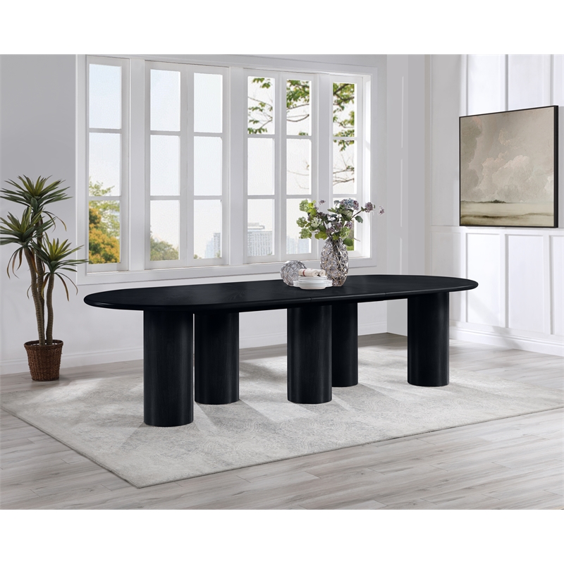 Bowery Hill Contemporary Black Wood and Oak Veneer Dining Table