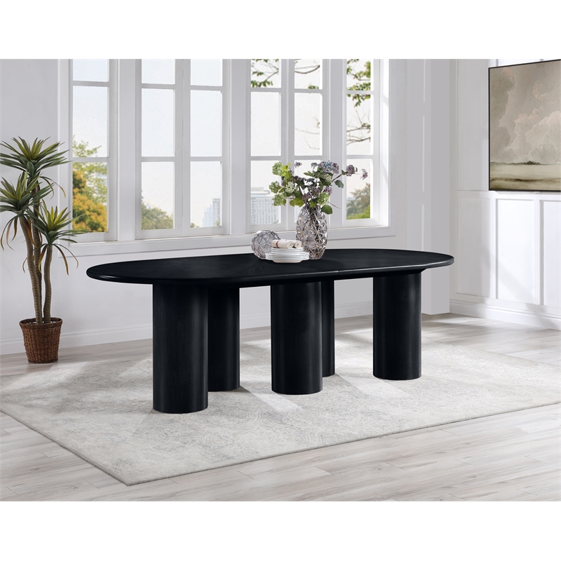 Bowery Hill Contemporary Black Wood and Oak Veneer Dining Table