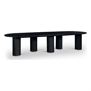 Bowery Hill Contemporary Black Wood and Oak Veneer Dining Table