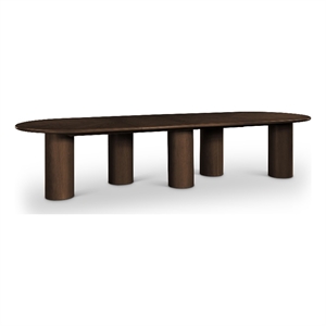 Bowery Hill Contemporary Brown Wood and Oak Veneer Dining Table