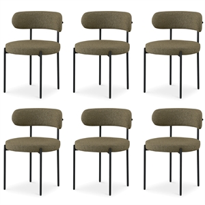 Bowery Hill Contemporary Olive Boucle Fabric Dining Chair (Set of 6)