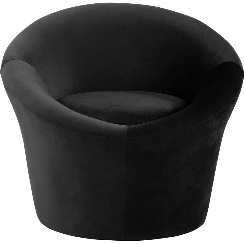 Bowery Hill Contemporary Solid Wood Frame Black Durable Velvet Accent Chair