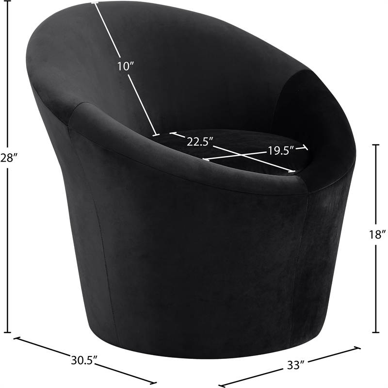 Bowery Hill Contemporary Solid Wood Frame Black Durable Velvet Accent Chair