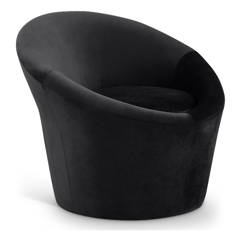 Bowery Hill Contemporary Solid Wood Frame Black Durable Velvet Accent Chair