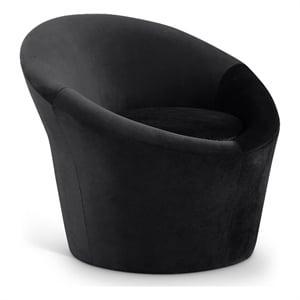 Bowery Hill Contemporary Solid Wood Frame Black Durable Velvet Accent Chair