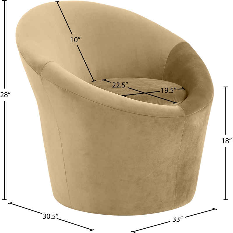 Bowery Hill Contemporary Solid Wood Frame Camel Durable Velvet Accent Chair