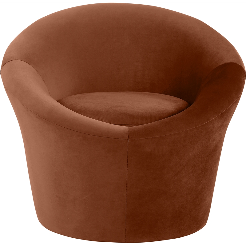 Bowery Hill Contemporary Solid Wood Frame Cognac Durable Velvet Accent Chair