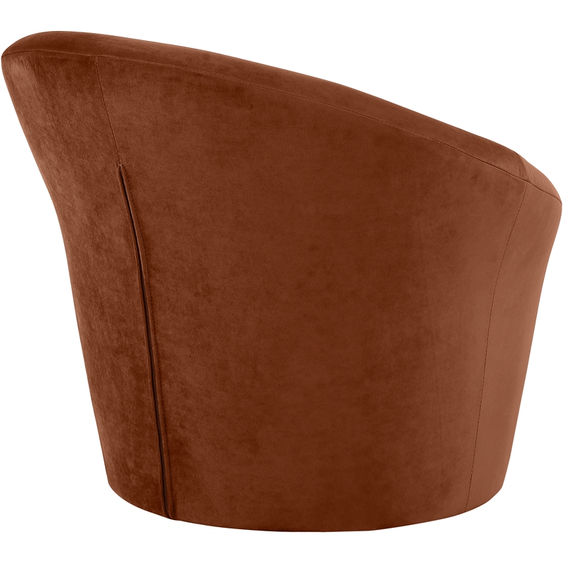 Bowery Hill Contemporary Solid Wood Frame Cognac Durable Velvet Accent Chair