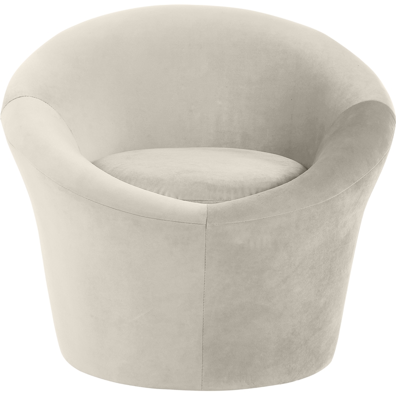 Bowery Hill Contemporary Solid Wood Frame Cream Durable Velvet Accent Chair
