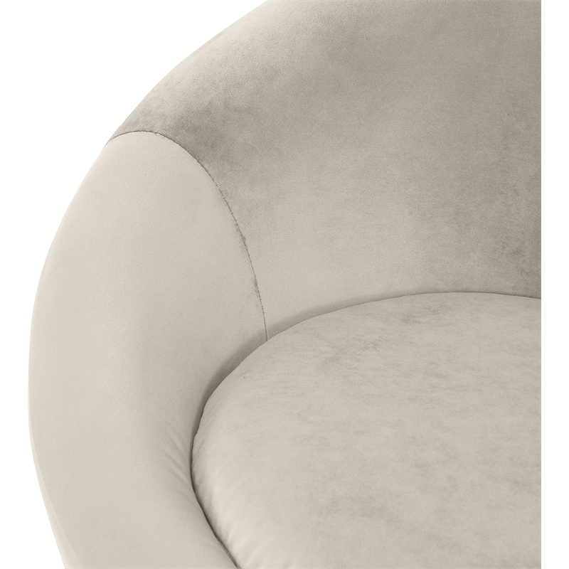 Bowery Hill Contemporary Solid Wood Frame Cream Durable Velvet Accent Chair