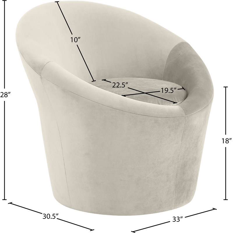 Bowery Hill Contemporary Solid Wood Frame Cream Durable Velvet Accent Chair