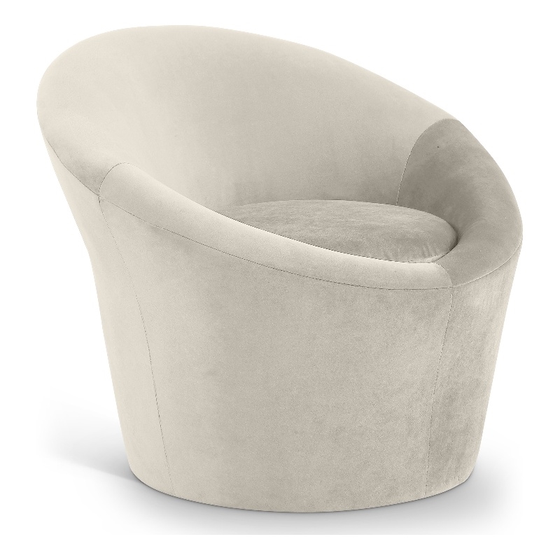 Bowery Hill Contemporary Solid Wood Frame Cream Durable Velvet Accent Chair