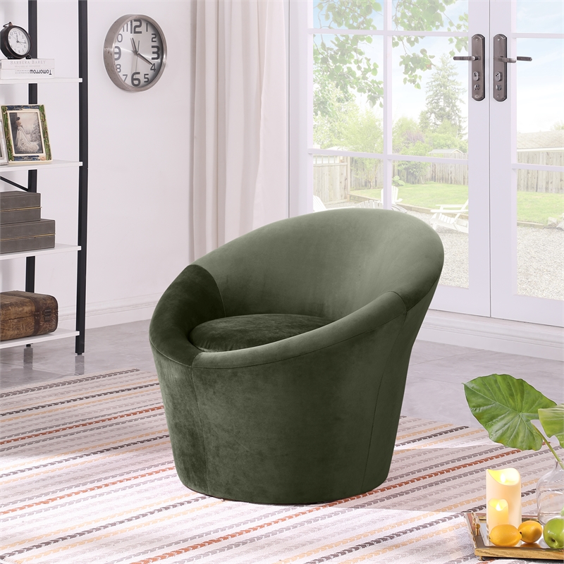 Bowery Hill Contemporary Solid Wood Frame Green Durable Velvet Accent Chair
