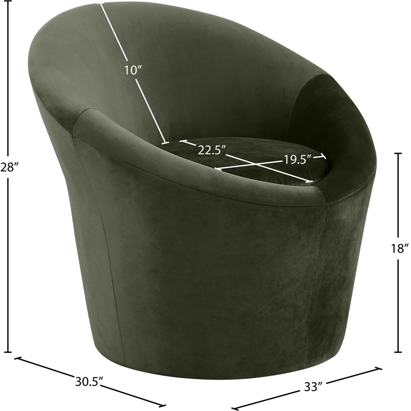 Bowery Hill Contemporary Solid Wood Frame Green Durable Velvet Accent Chair