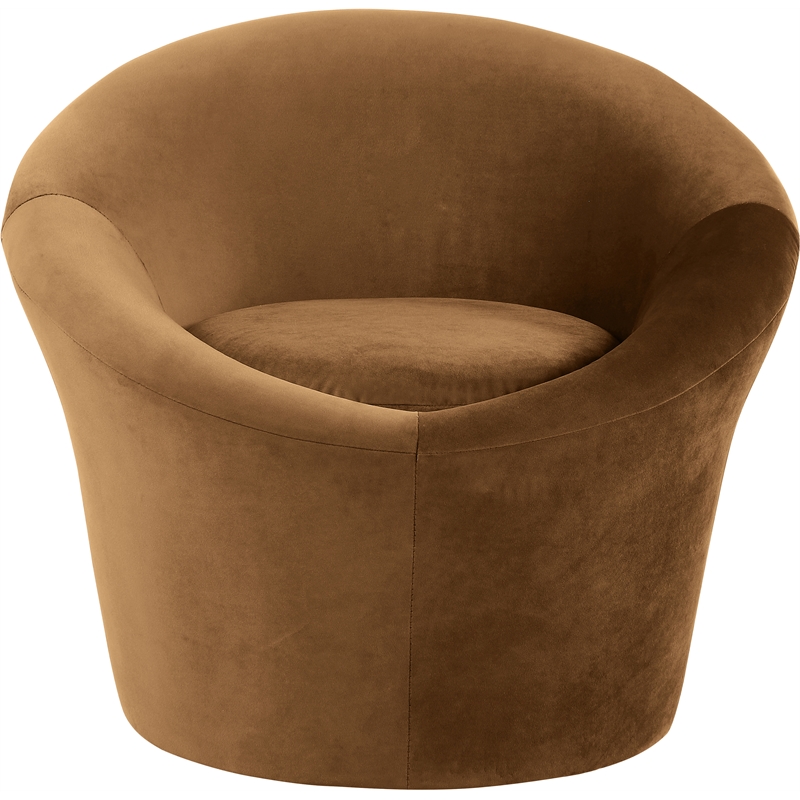 Bowery Hill Contemporary Solid Wood Frame Saddle Durable Velvet Accent Chair