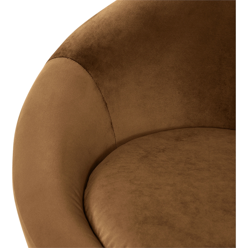 Bowery Hill Contemporary Solid Wood Frame Saddle Durable Velvet Accent Chair