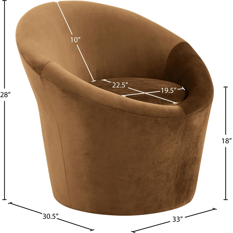 Bowery Hill Contemporary Solid Wood Frame Saddle Durable Velvet Accent Chair