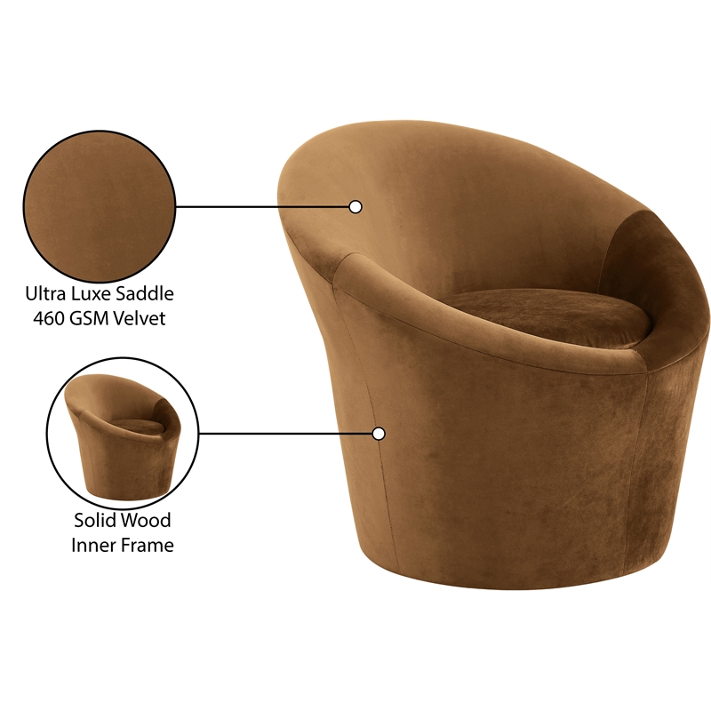 Bowery Hill Contemporary Solid Wood Frame Saddle Durable Velvet Accent Chair